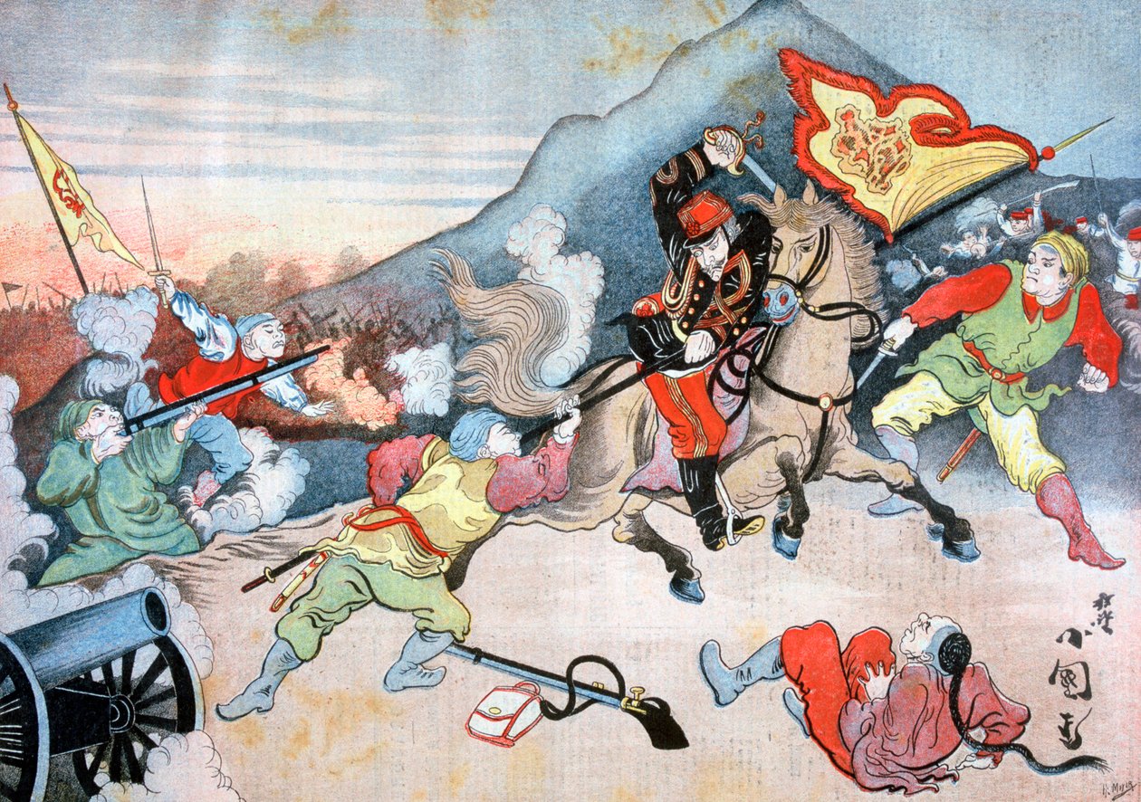 Die Einnahme der chinesischen Flagge durch einen japanischen Offizier, 1894 von Henri Meyer