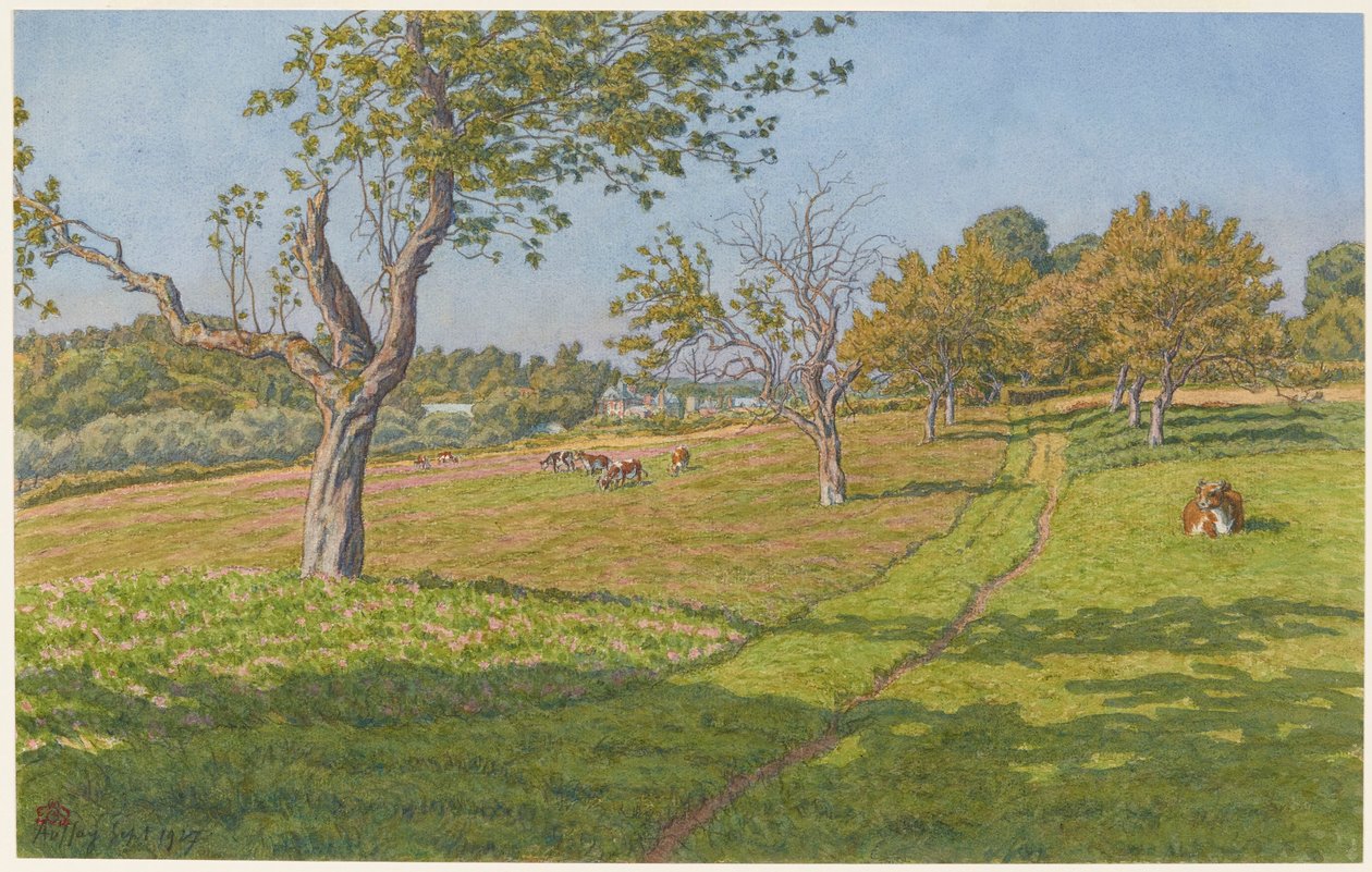 Felder in Auffay von Henri Rivière