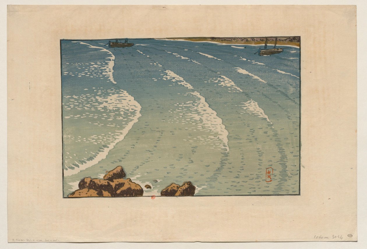 [Steigende Meereswelle, Strand von La Garde-Guérin (Saint-Briac)] von Henri Rivière