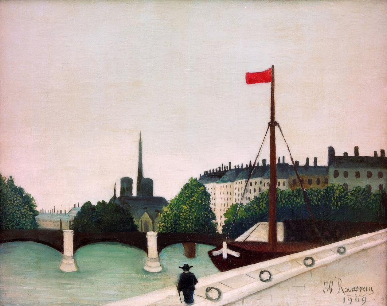 Blick auf die Île Saint-Louis vom Quai Henri IV von Henri Rousseau