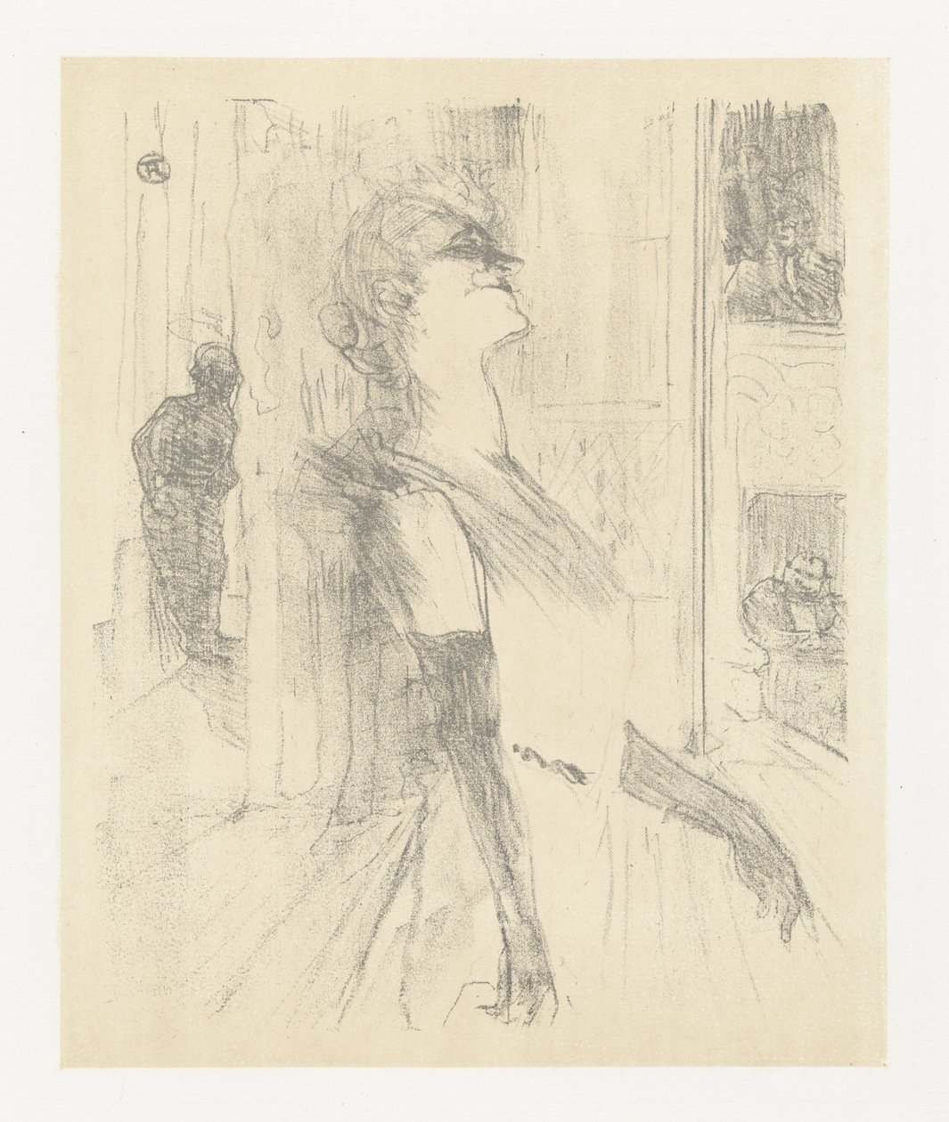 Porträt der Schauspielerin Yvette Guilbert während eines Auftritts von Henri de Toulouse Lautrec (signed by artist)