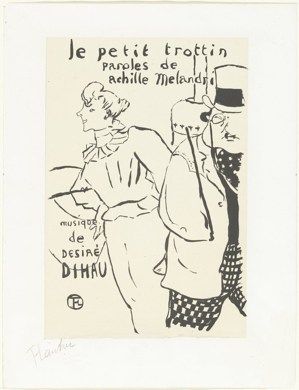 Frau als Laufmädchen und Mann mit Hut von Henri de Toulouse Lautrec (signed by artist)
