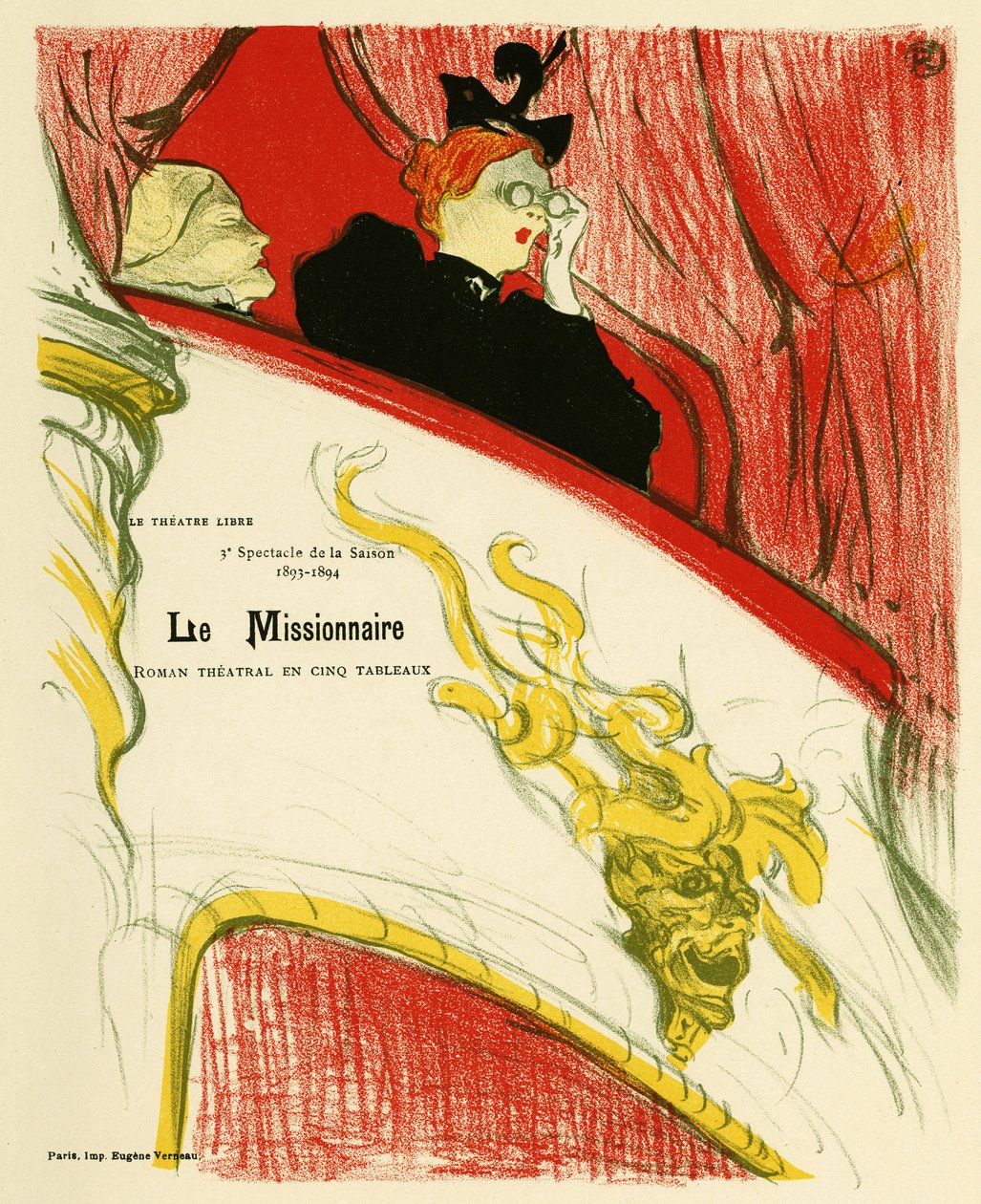 Eine Frau in einer Theatergarderobe mit einem Fernglas von Henri de Toulouse Lautrec