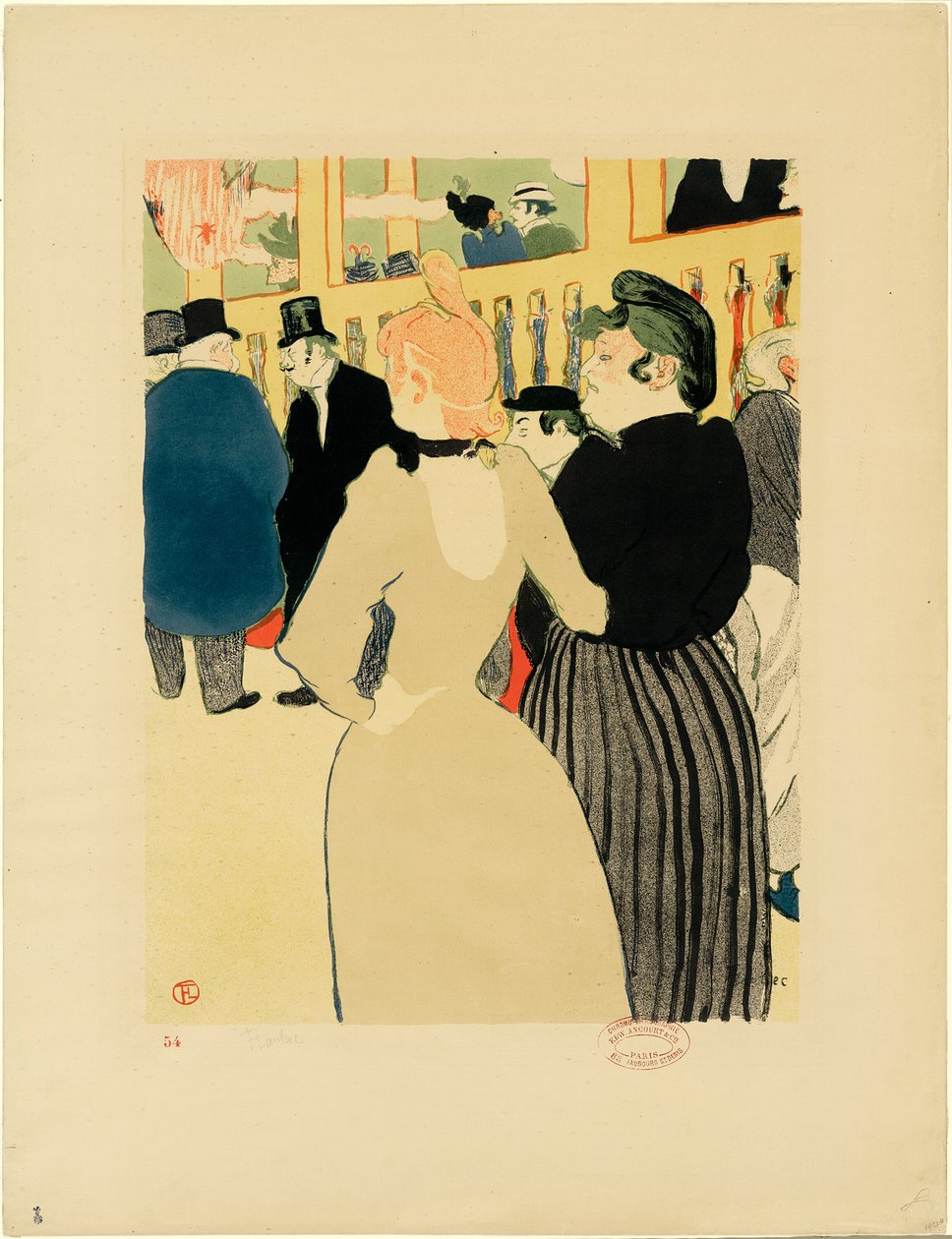 Im Moulin Rouge, La Goulue und ihre Schwester von Henri de Toulouse Lautrec