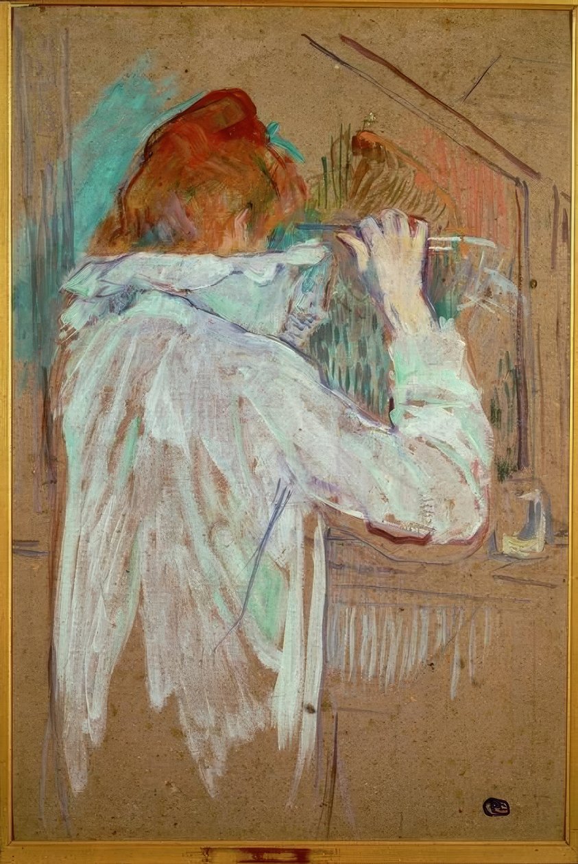Frau, die sich lockt von Henri de Toulouse Lautrec