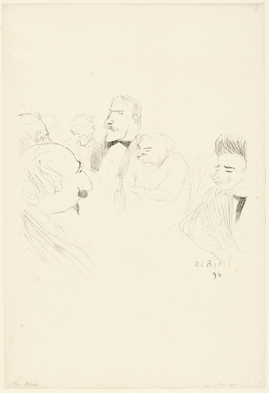 Menükarte für Adrien Hébrard von Henri de Toulouse Lautrec