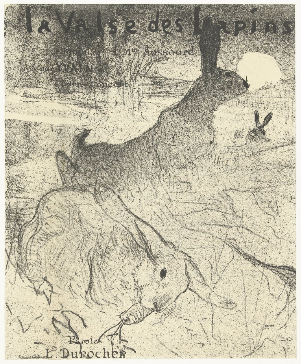 Umschlag für Musikblatt mit dem Lied La Valse des Lapins mit Kaninchen in der Landschaft von Henri de Toulouse Lautrec