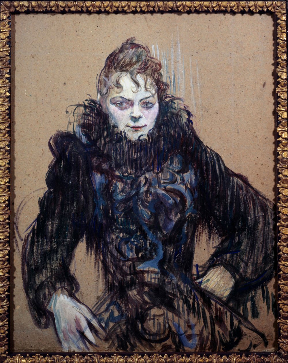 Porträt einer Frau im schwarzen Boa. Gemälde von Henri de Toulouse-Lautrec (1864-1901) von Henri de Toulouse Lautrec