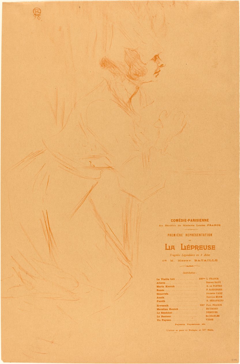 Programm für "La lepreuse" (Programme pour "La lépreuse") von Henri de Toulouse Lautrec