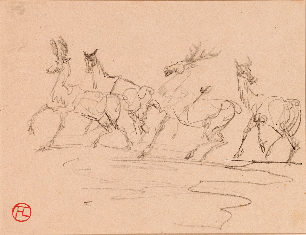 Hirsche und Hirschkühe von Henri de Toulouse Lautrec
