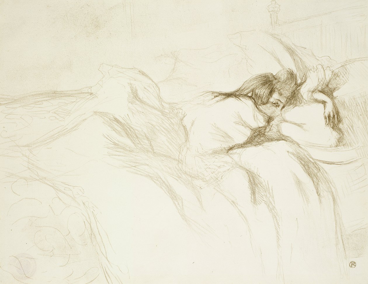 Frau im Bett—Erwachen, Platte drei aus Elles von Henri de Toulouse Lautrec