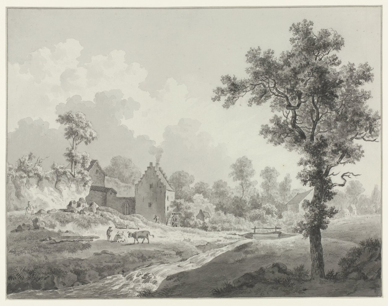 Landschaft mit einer Wassermühle an einem Bach von Henricus Josephus Antonissen