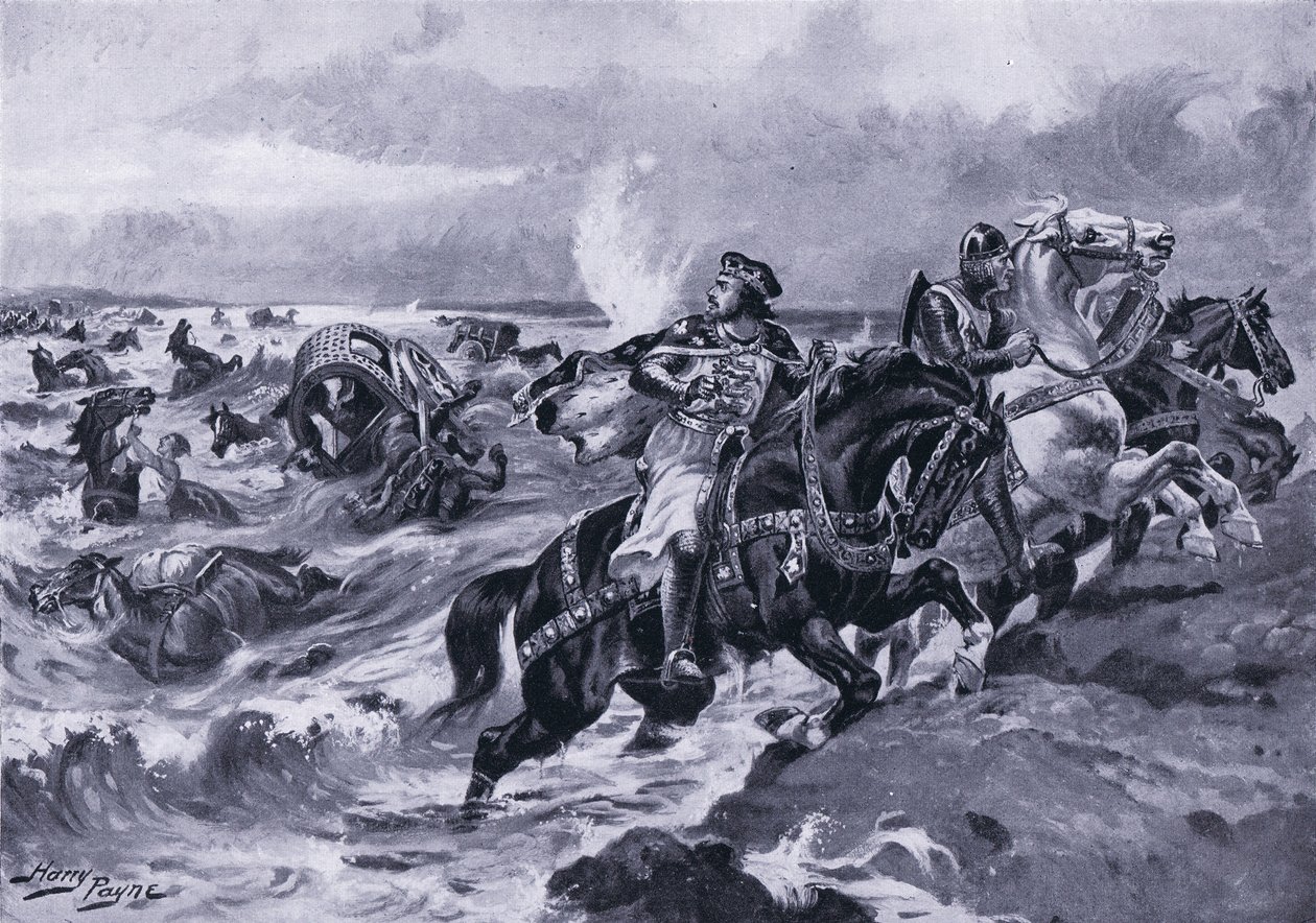 John verliert sein Gepäck beim Überqueren des Wash, 1920er Jahre von Henry A. Payne