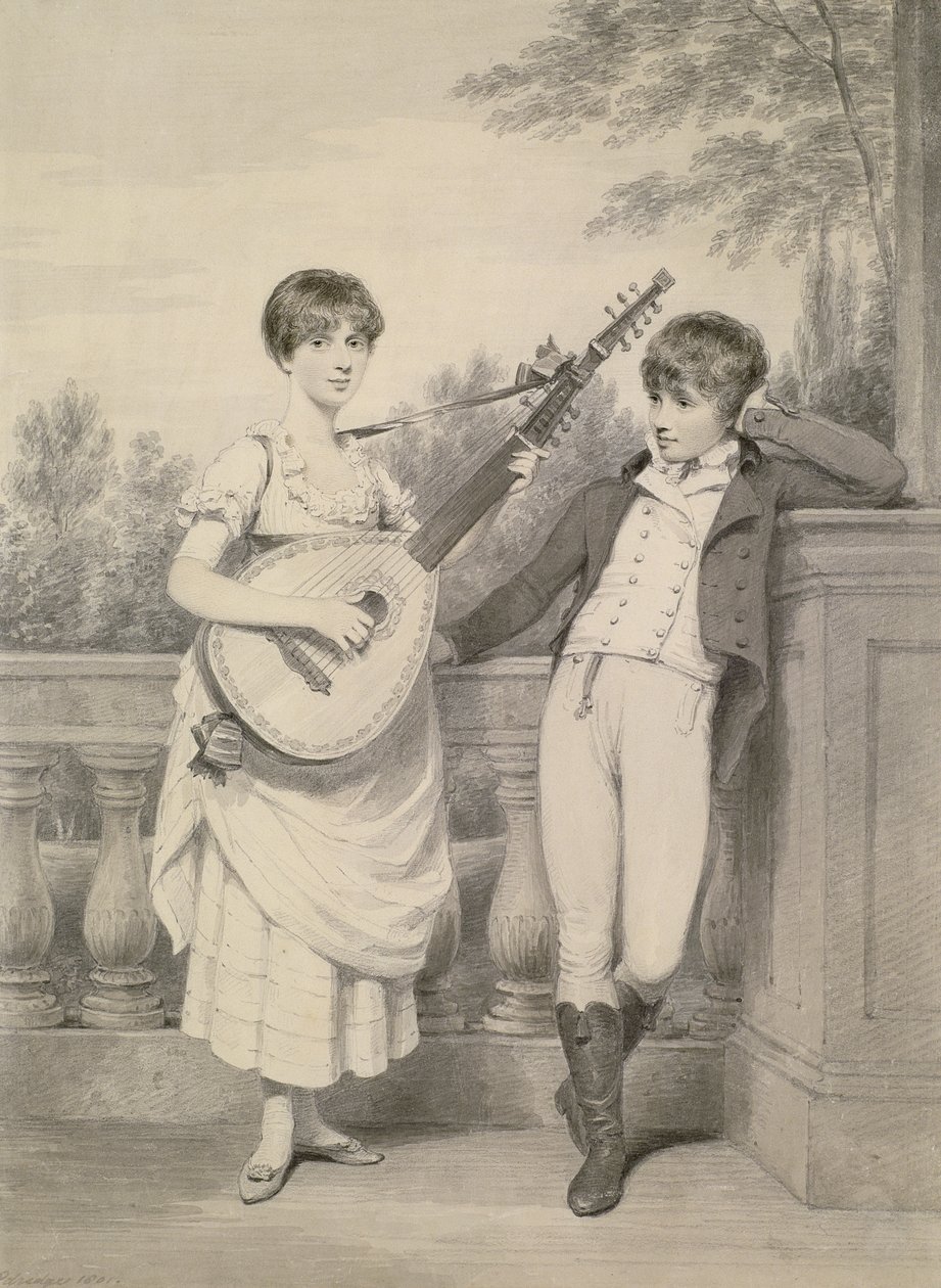 John und Charlotte, 1801 von Henry Edridge: Kunstdruck