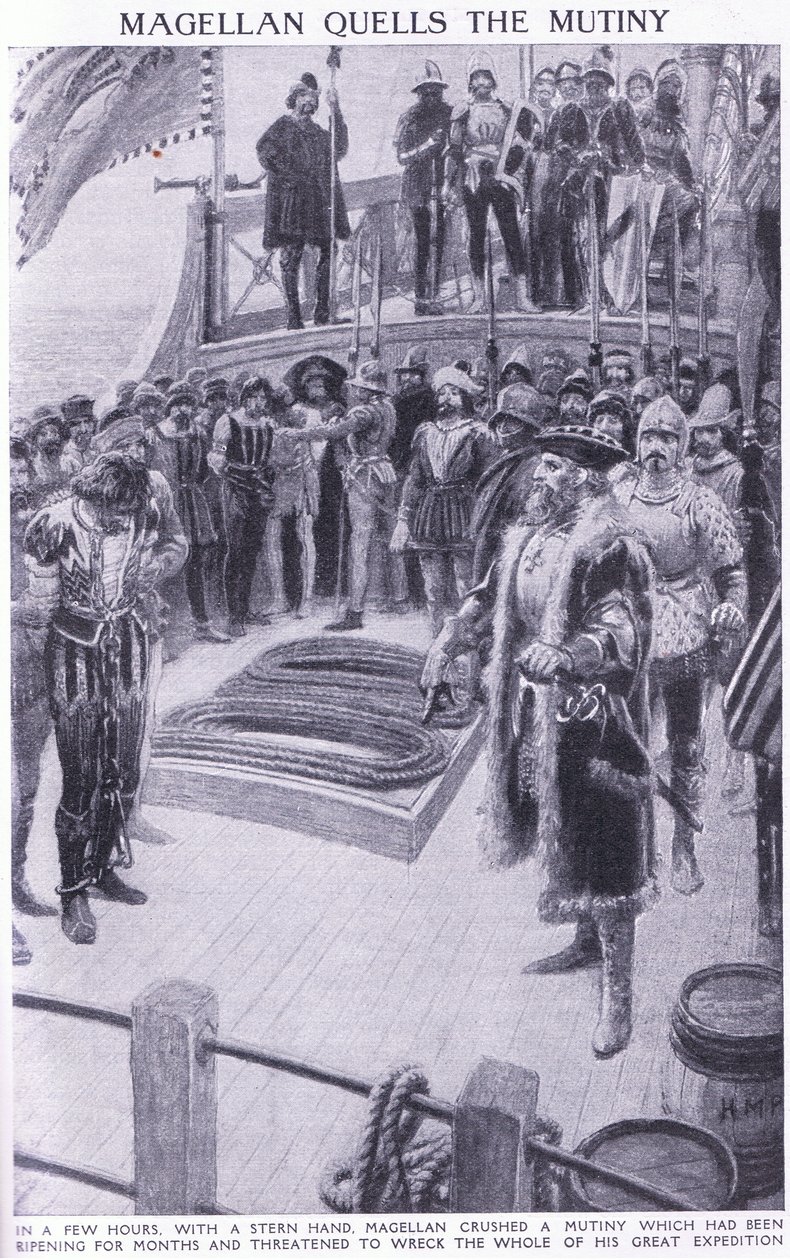 Magellan unterdrückt eine Meuterei von Henry Marriott Paget