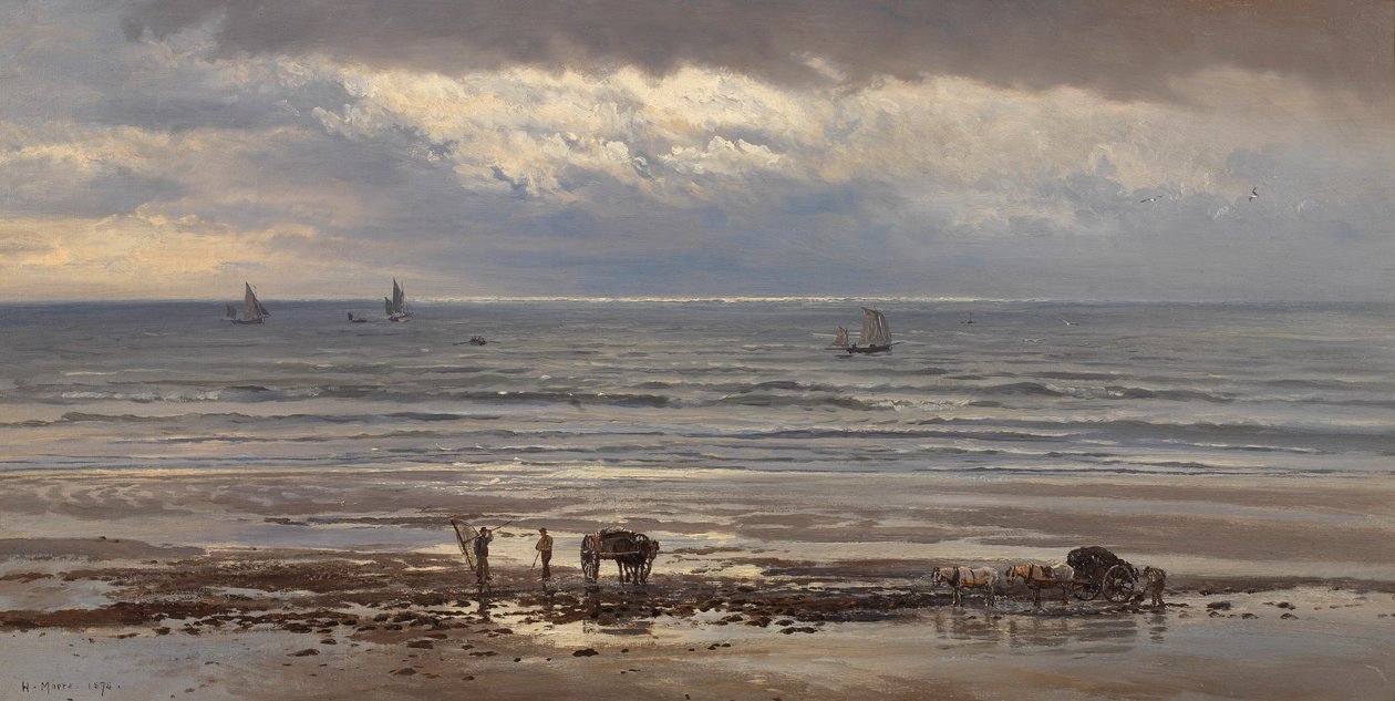Tangsammler - Ein grauer Morgen, 1874 von Henry Moore