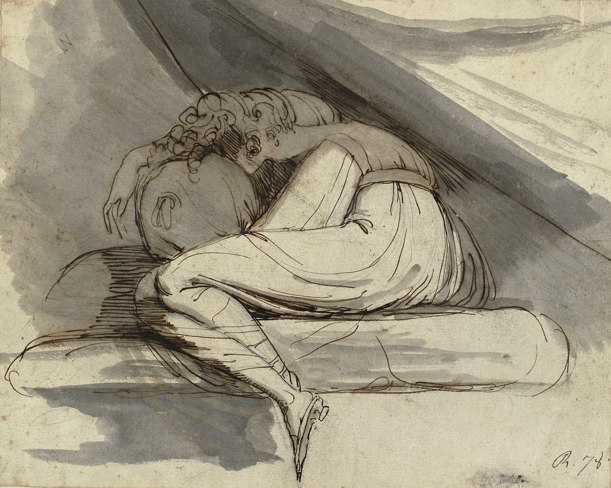 Sitzende Frau, zusammengerollt von Henry  Fuseli