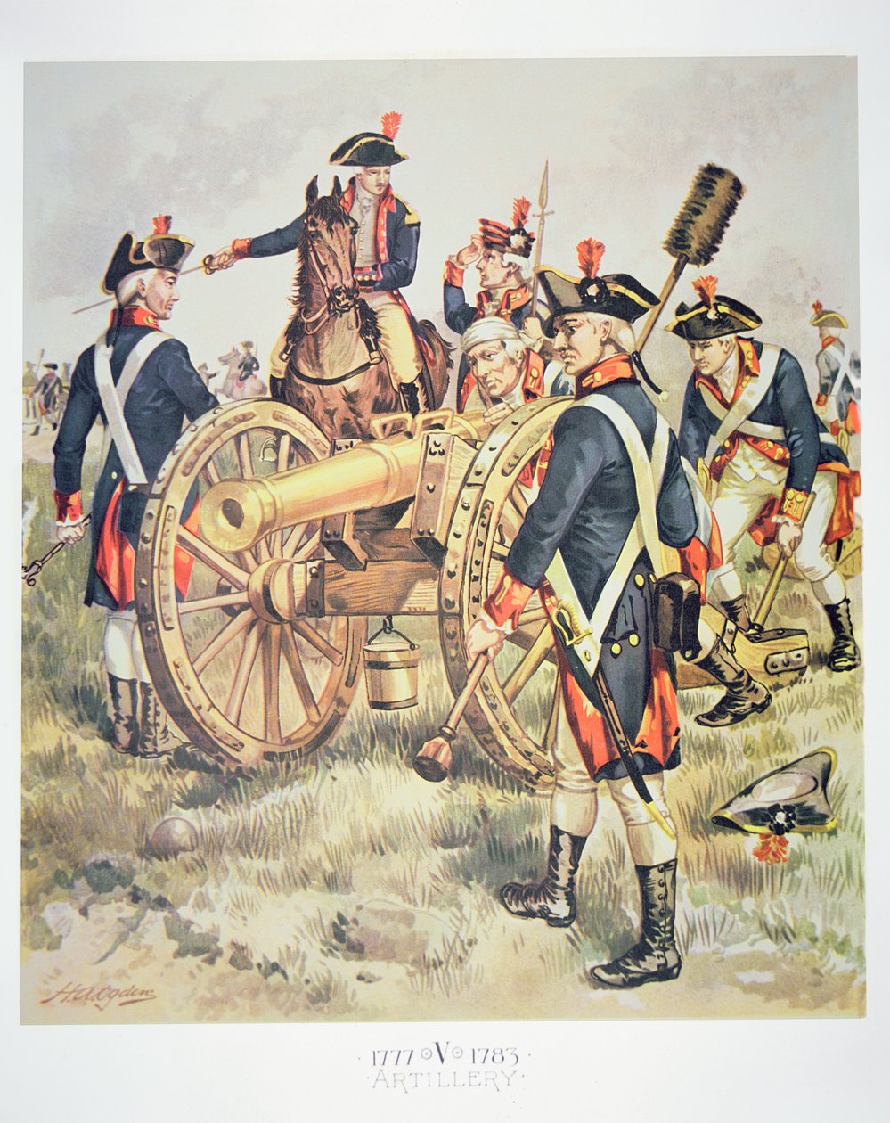 Amerikanische Kontinentalarmee: Artillerieuniformen von 1777-83 von Henry Alexander (after) Ogden