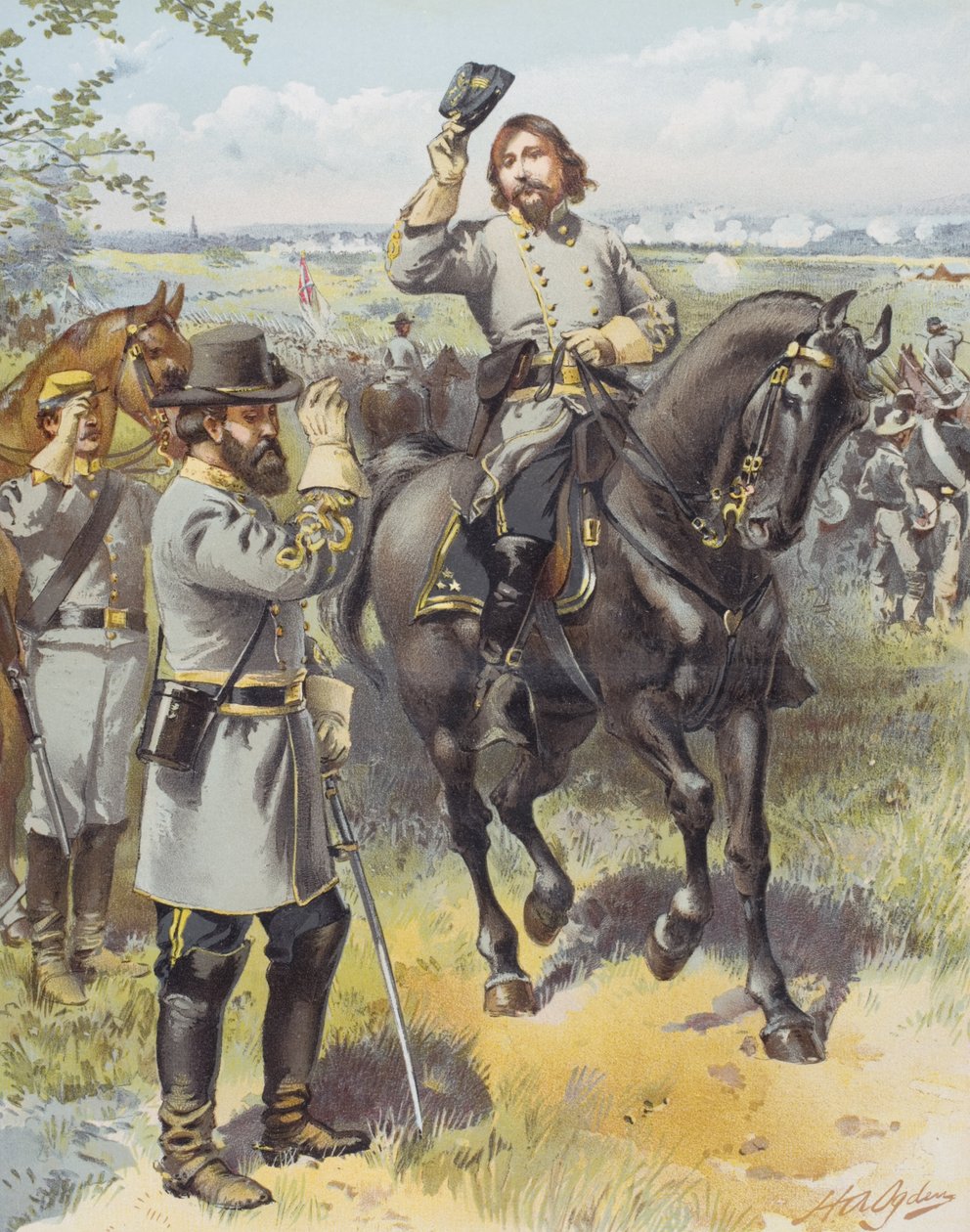 General Pickett nimmt den Befehl zum Angriff von General Longstreet entgegen, Schlacht von Gettysburg, 3. Juli 1863 von Henry Alexander (after) Ogden