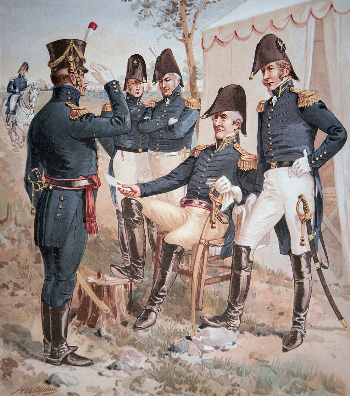 General Andrew Jackson (1767-1845) und sein Stab im Feld von Henry Alexander Ogden