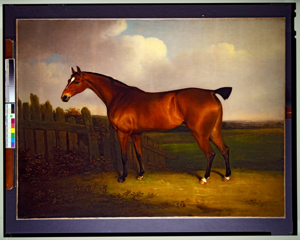 Ein Rennpferd, Eigentum von Charles, 5. Herzog von Richmond und Lennox, in einer Landschaft von Henry Bernard Chalon