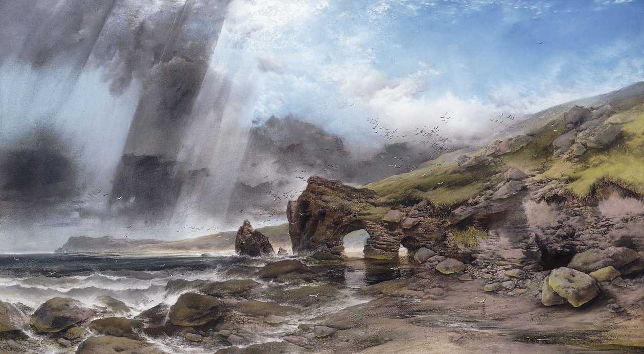 Eine felsige Küste bei Padstow, Cornwall von Henry Bright