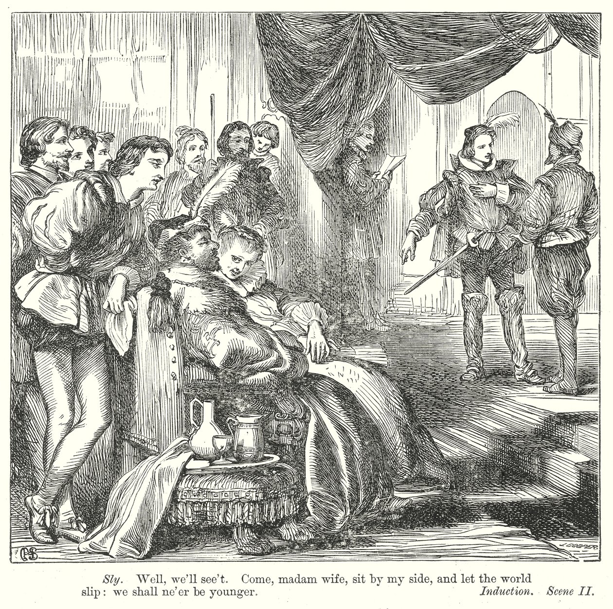 Der Widerspenstigen Zähmung (Gravur) von Henry Courtney (after) Selous