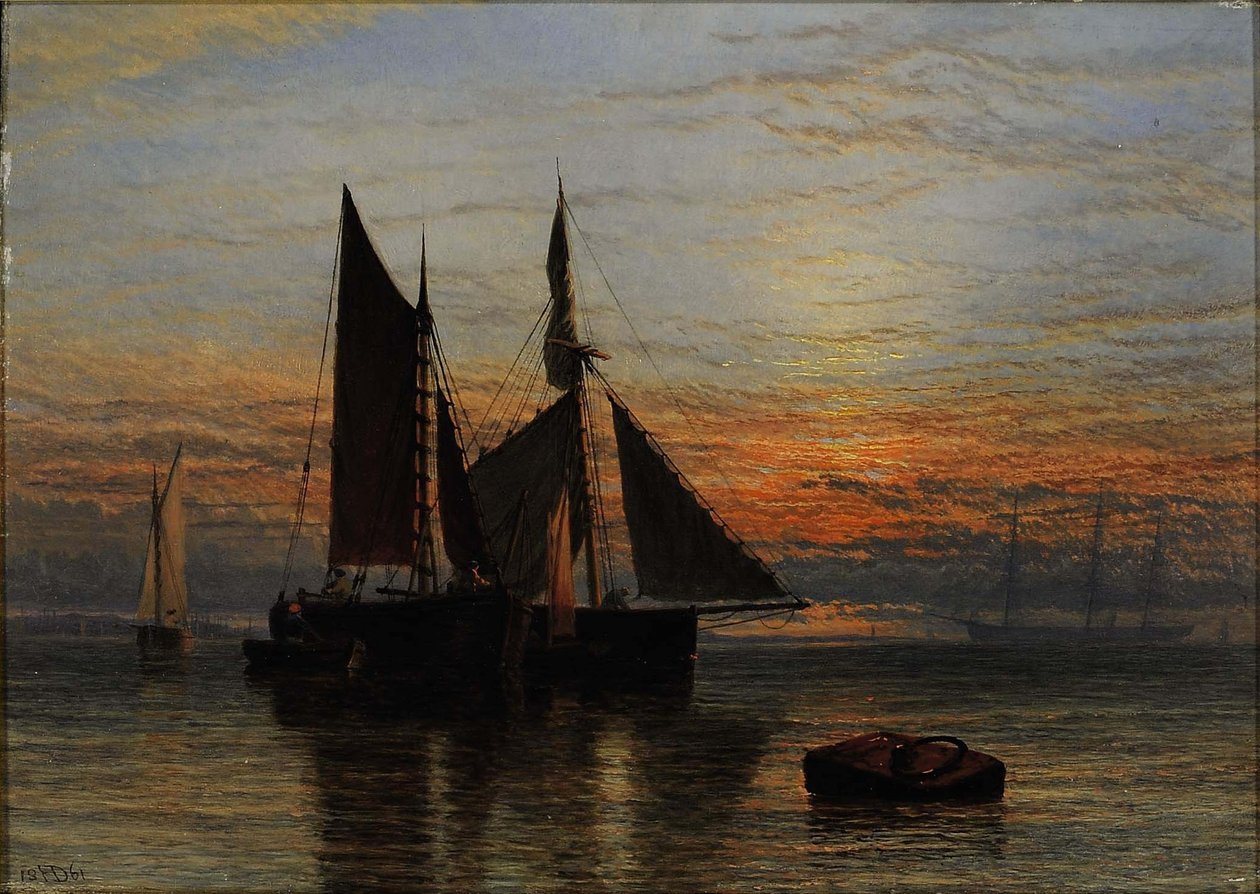Schiffe auf ruhiger See bei Dämmerung von Henry Dawson