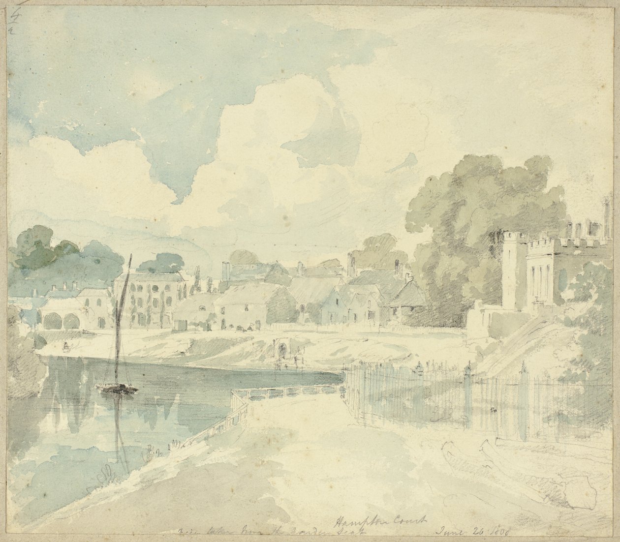 Hampton Court Ansicht vom Gartensitz aus von Henry Edridge