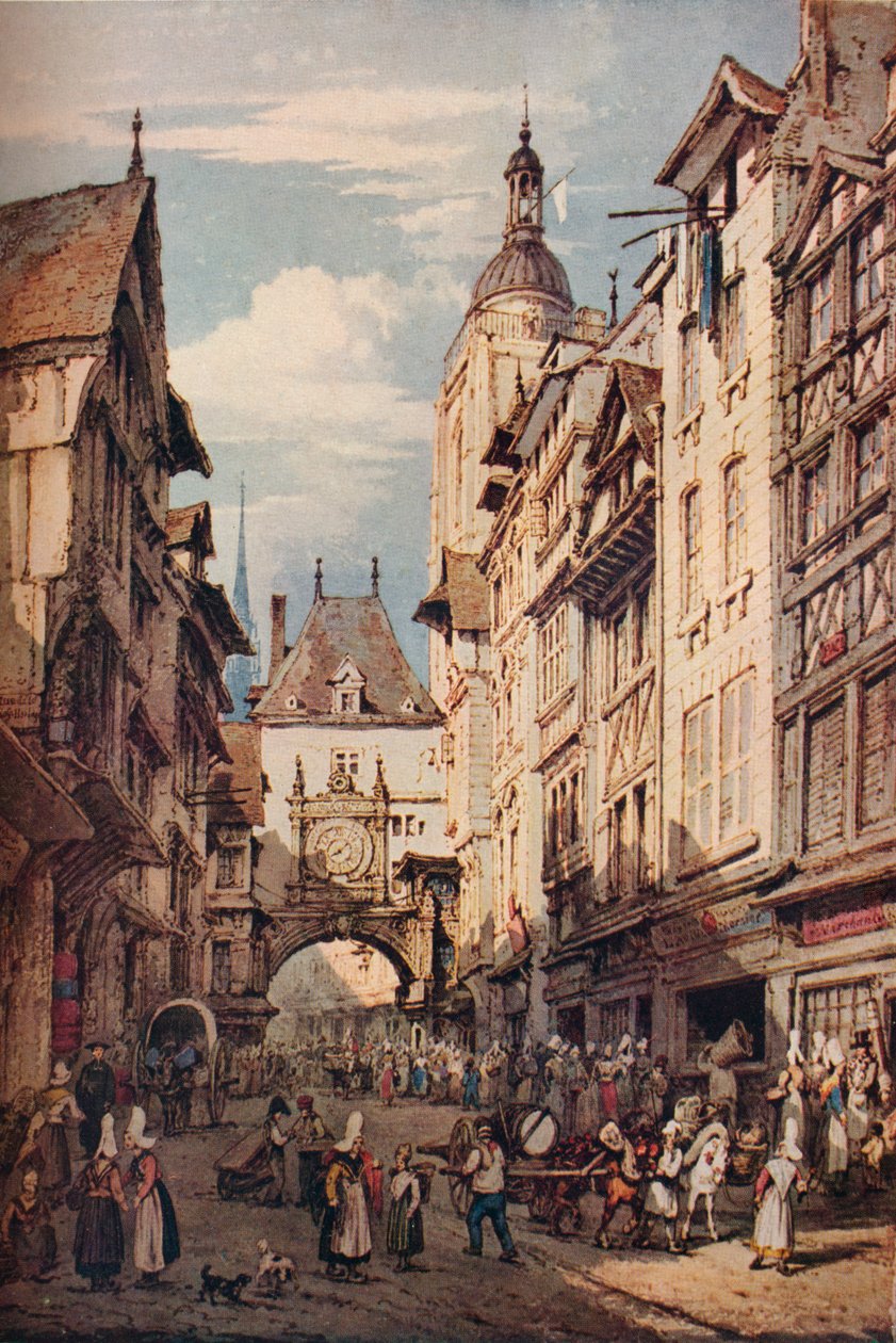 Rue De La Grosse Horloge, Rouen, 1821 von Henry Edridge