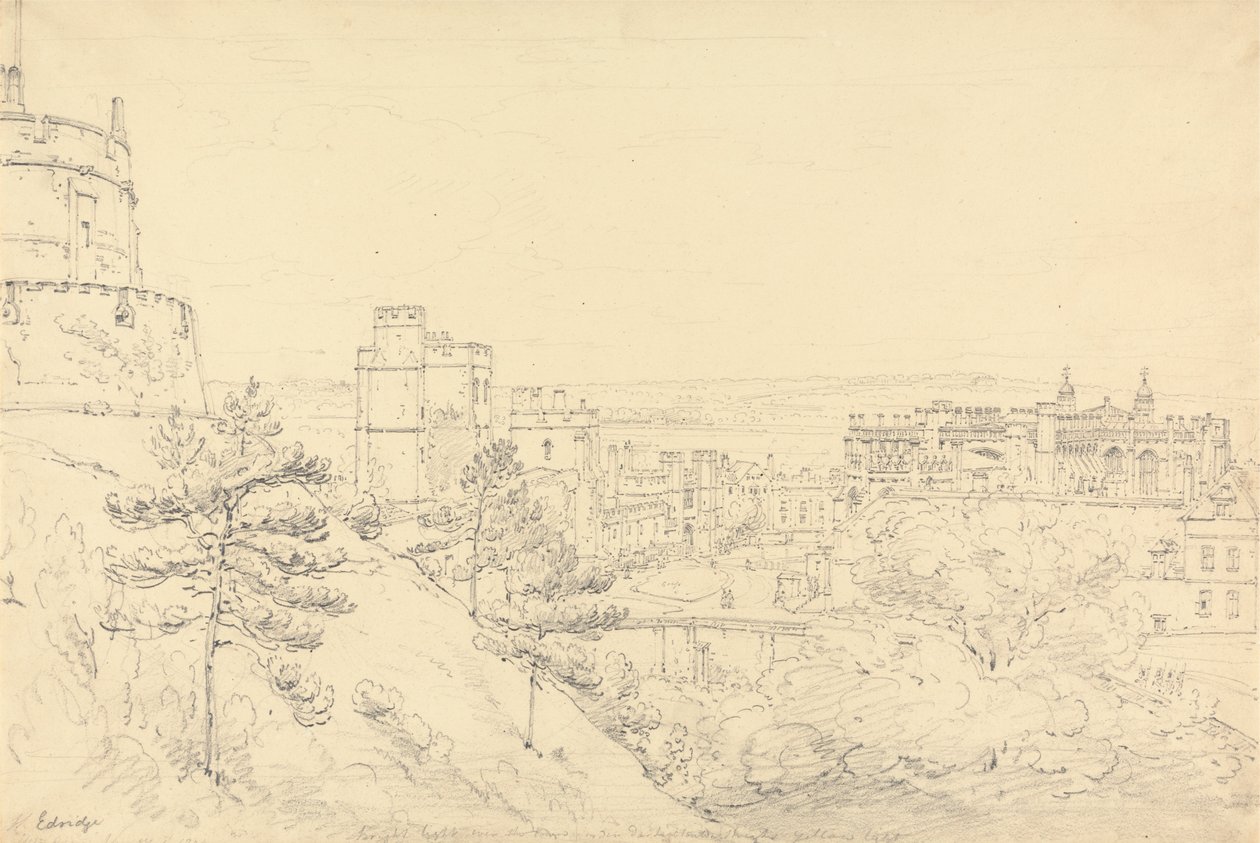 Schloss Windsor vom Glacis des Rundturms von Henry Edridge