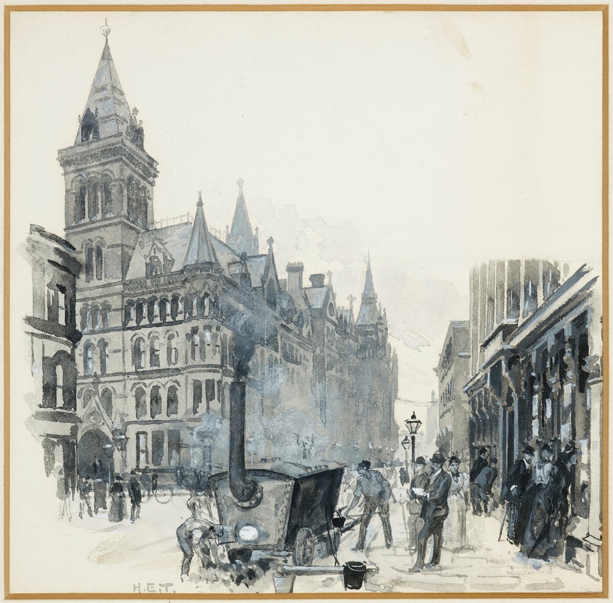 Straßenbau der Stadtverwaltung, Princess Street und Rathaus von Henry Edward Tidmarsh