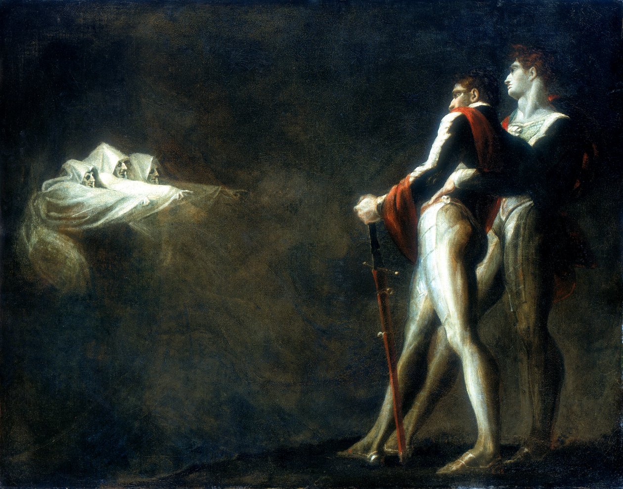 Die drei Hexen erscheinen Macbeth und Banquo, spätes 18. Jahrhundert von Johann Heinrich Füssli