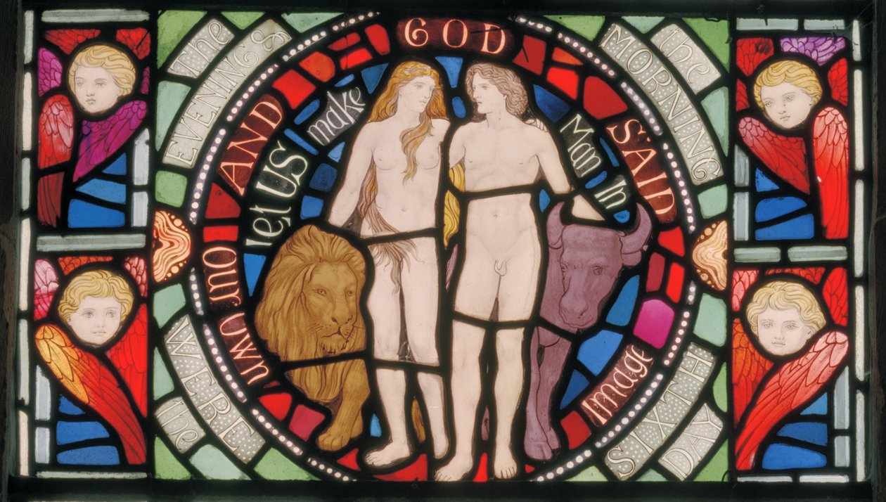 Adam und Eva, Benedicite Fenster (Detail), ca. 1895 von Henry Holiday