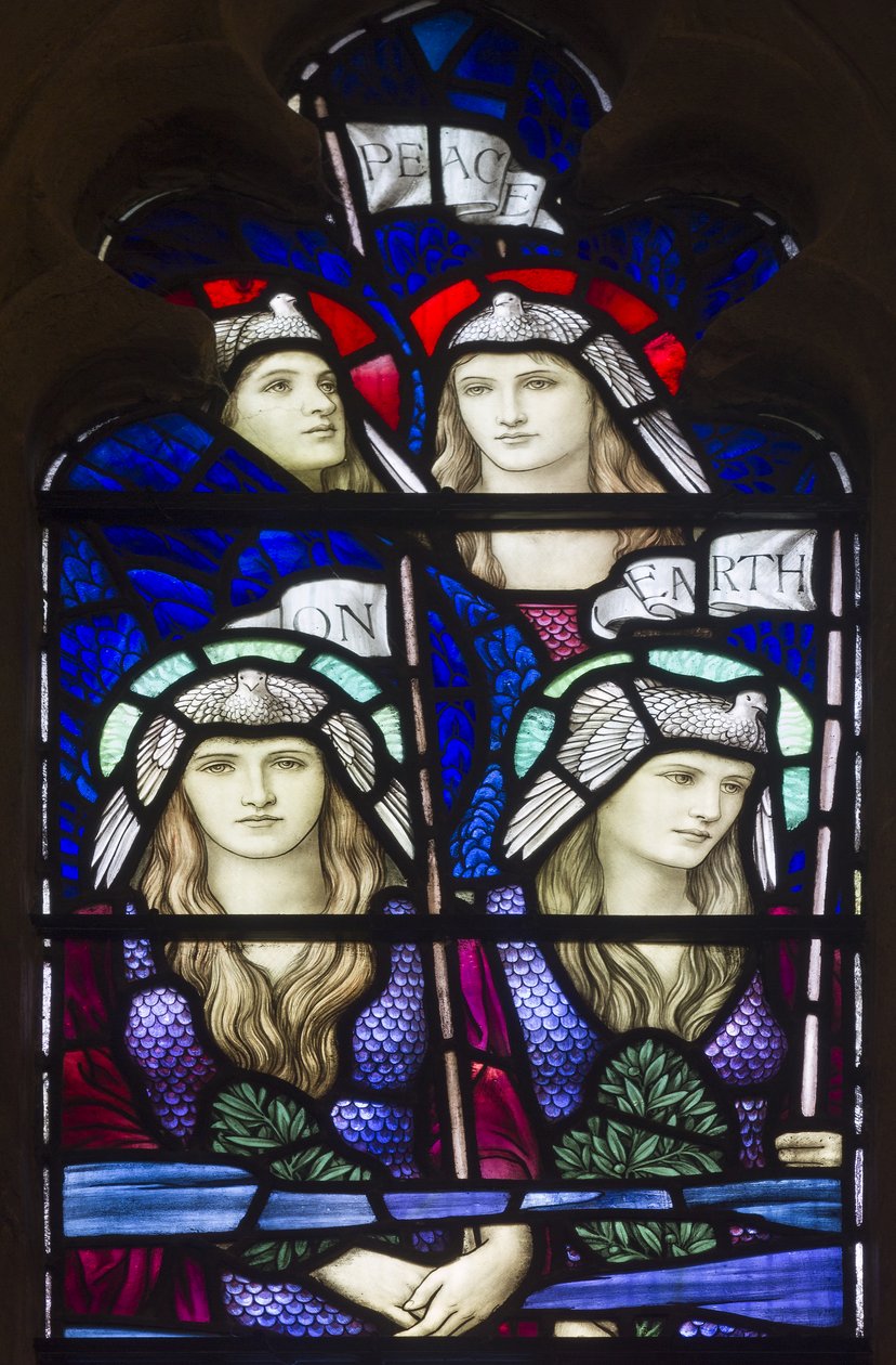 Yeovil, St. Johannes der Täufer, Frieden auf Erden, Engel, 1917-18 von Henry Holiday