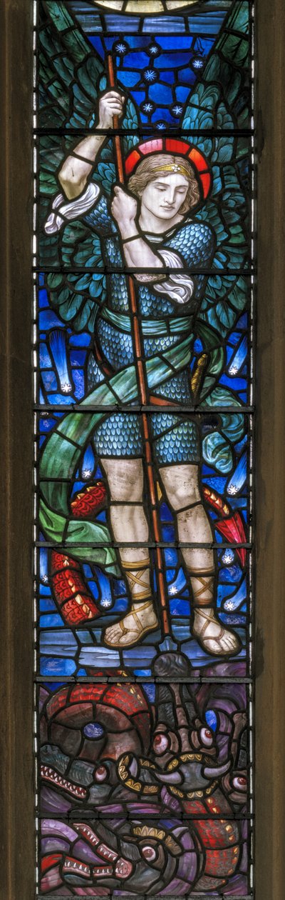 Yeovil, St. Johannes der Täufer, Der Erzengel St. Michael & Drachen, 1917-18 von Henry Holiday