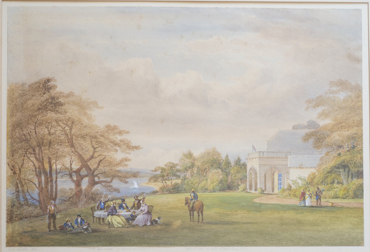 Familie Drummond bei Bournehill Cottage, 1858 von Henry Holland