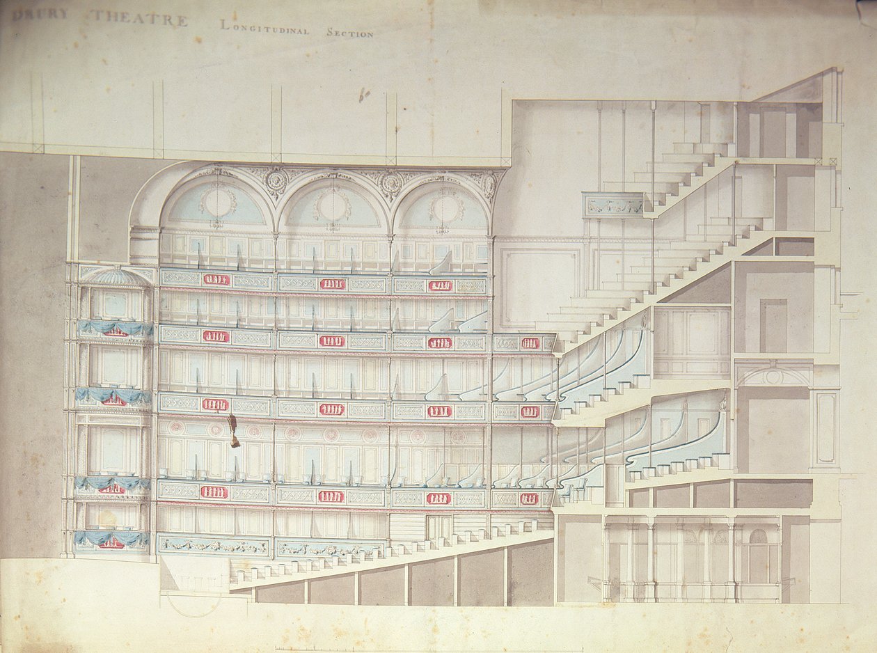 Drury Lane Theatre, Schnittzeichnung des Innenraums von Henry Holland