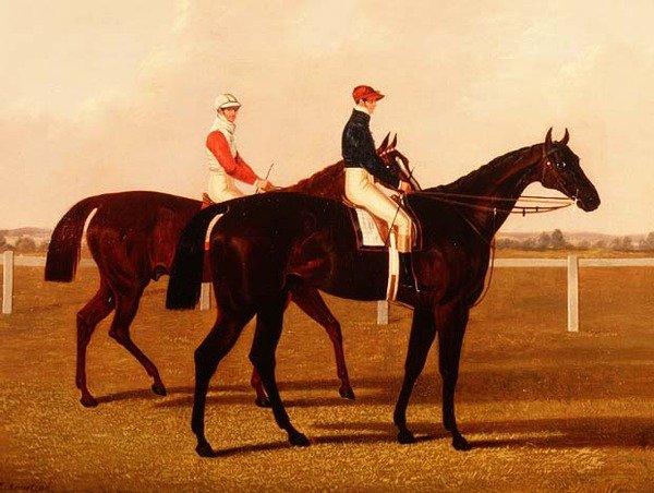 Die Rennpferde "Charles XII" und "Euclid" mit Jockeys von Henry Hugh Armstead