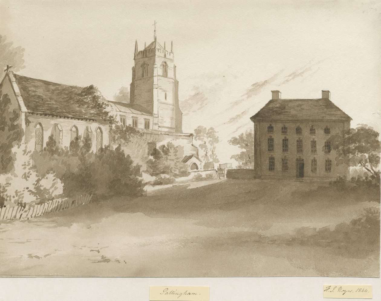 Pattingham Kirche und Pfarrhaus von Henry James Noyes
