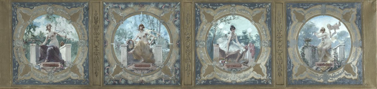 Skizze für die Lobau-Galerie im Pariser Rathaus: Poesie. Freude. Der Tanz. Die Anmut, 1890 von Henry Jean Louis Boureau