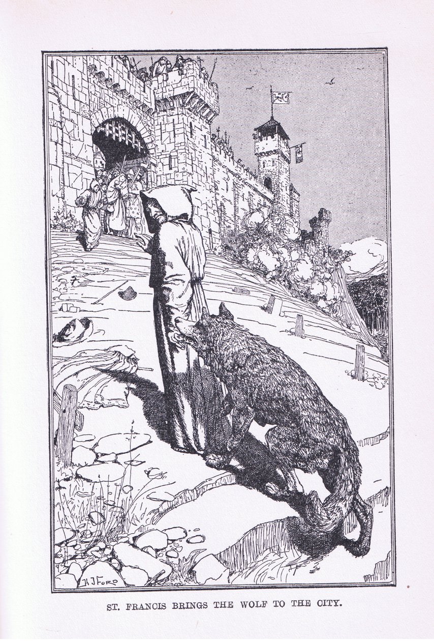 St. Franziskus bringt den Wolf in die Stadt, 1912 von Henry Justice Ford