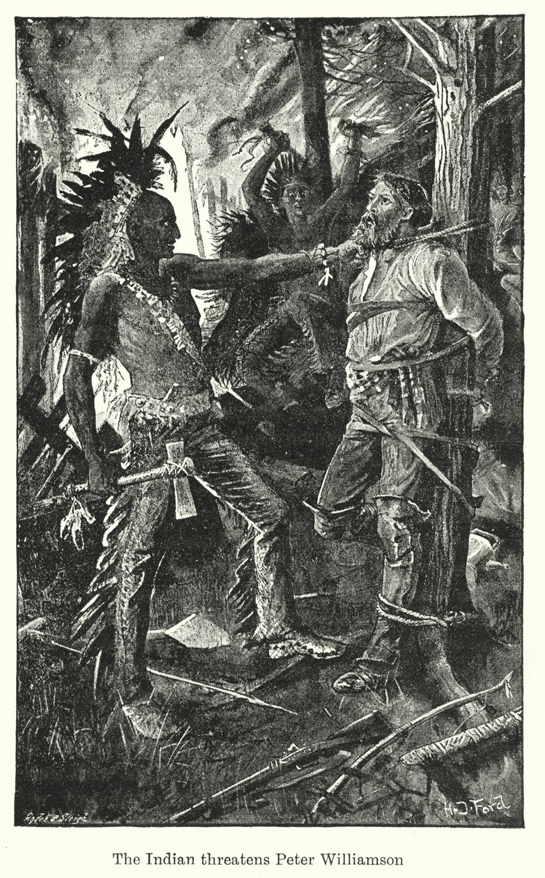 Der Indianer bedroht Peter Williamson von Henry Justice Ford
