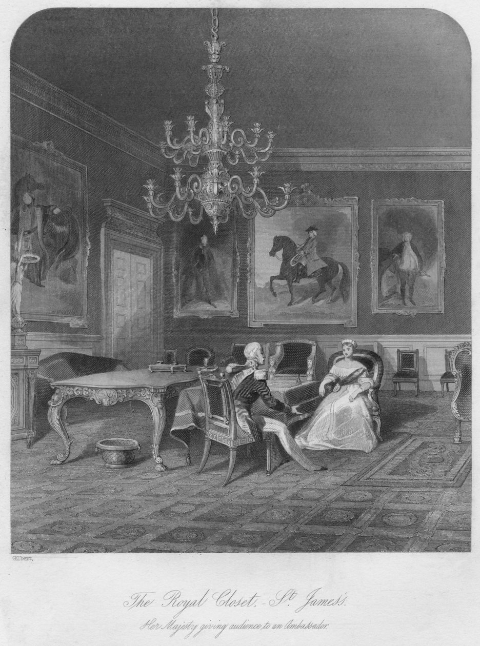 Die königliche Kammer. Ihre Majestät empfängt einen Botschafter, um 1841 von Henry Melville