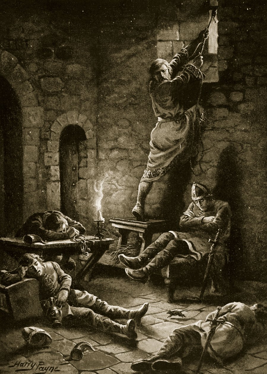 Die Flucht von Ralph Flambard aus dem Tower, Illustration aus 