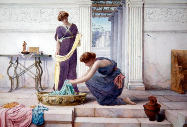 Hausarbeiten, um 1895 von Henry Ryland