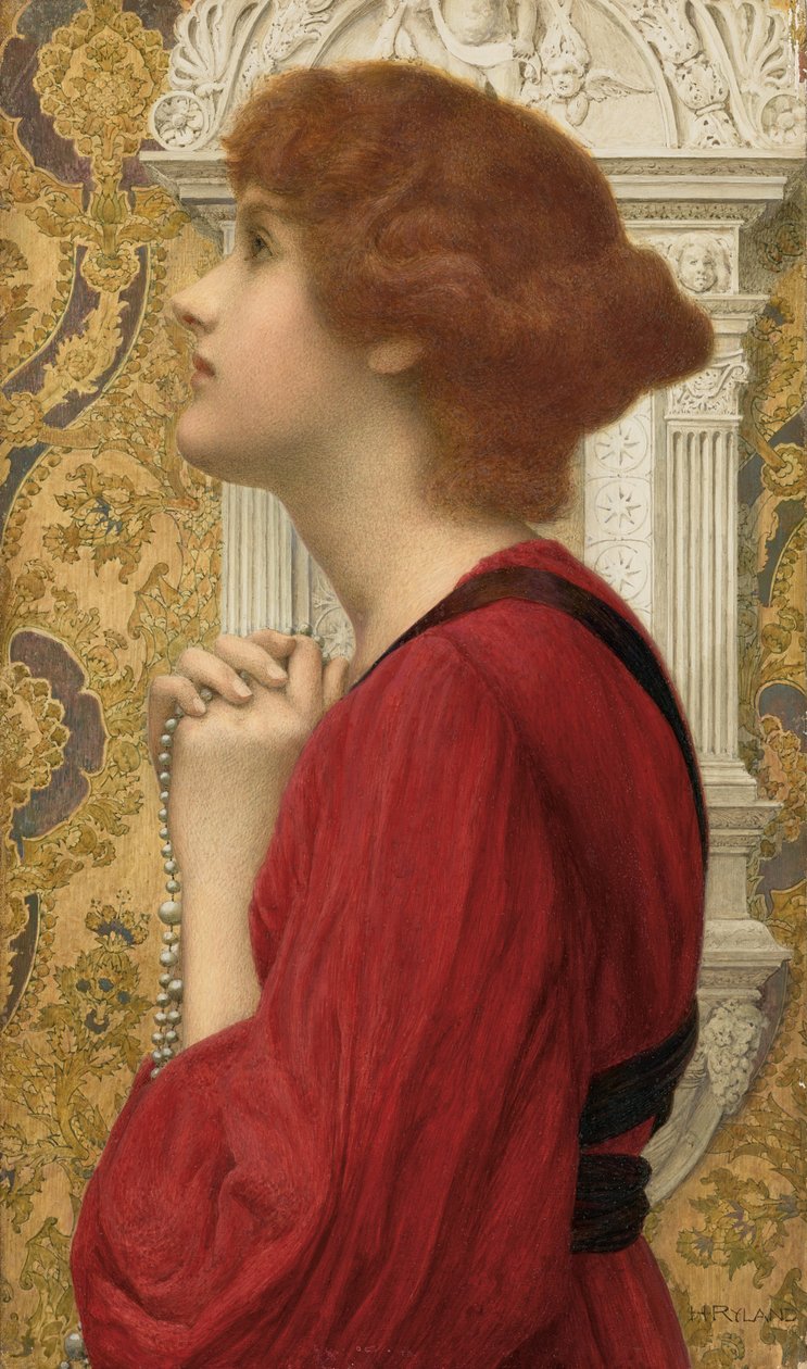 Die bewachte Flamme von Henry Ryland: Kunstdruck kaufen