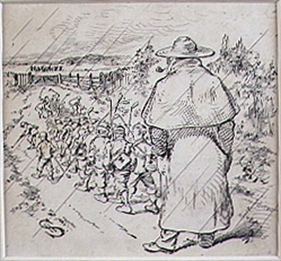 Die Schuljungen-Golfer im Regen, Illustration aus der Zeitschrift 