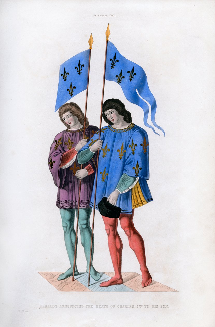 Herolde verkünden den Tod von Karl VI. an seinen Sohn, um 1500, 1843 von Henry Shaw
