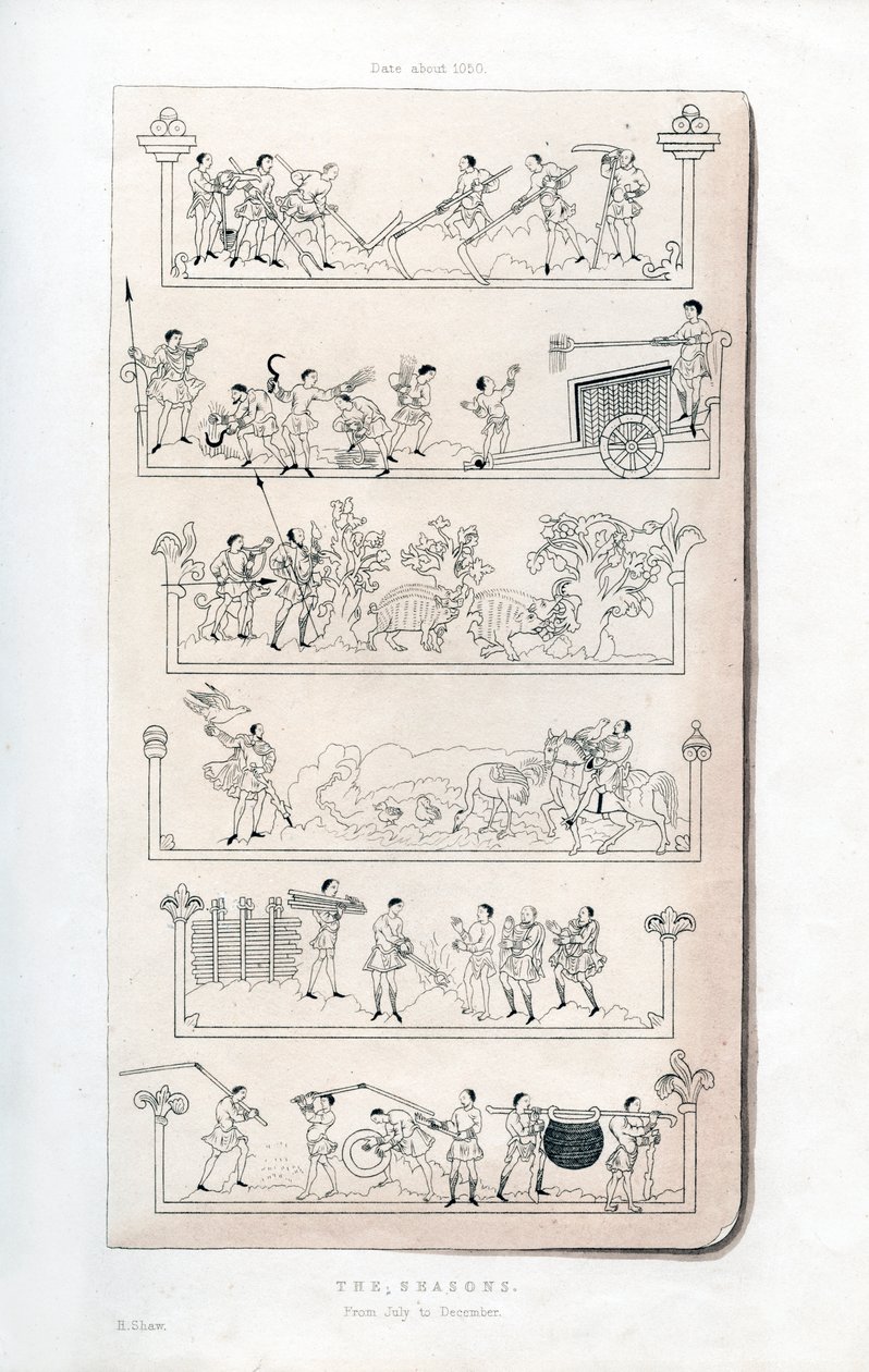 Die Jahreszeiten, um 1050, 1843 von Henry Shaw